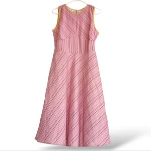 RIHOAS Pink Striped Maxi Dress Wedding Guest Pastel Sustainable Linen Elegant M